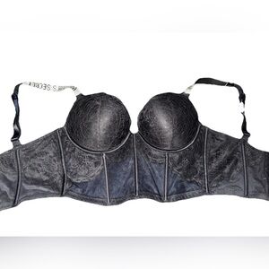 Victoria's Secret Black Bra Bustier with Rhinestone Strap 34D